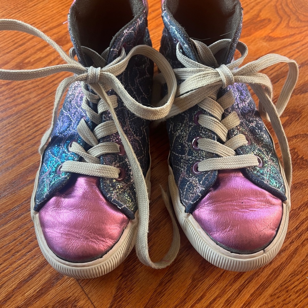 Sparkly Kids High-Top Sneakers - Pink and Blue